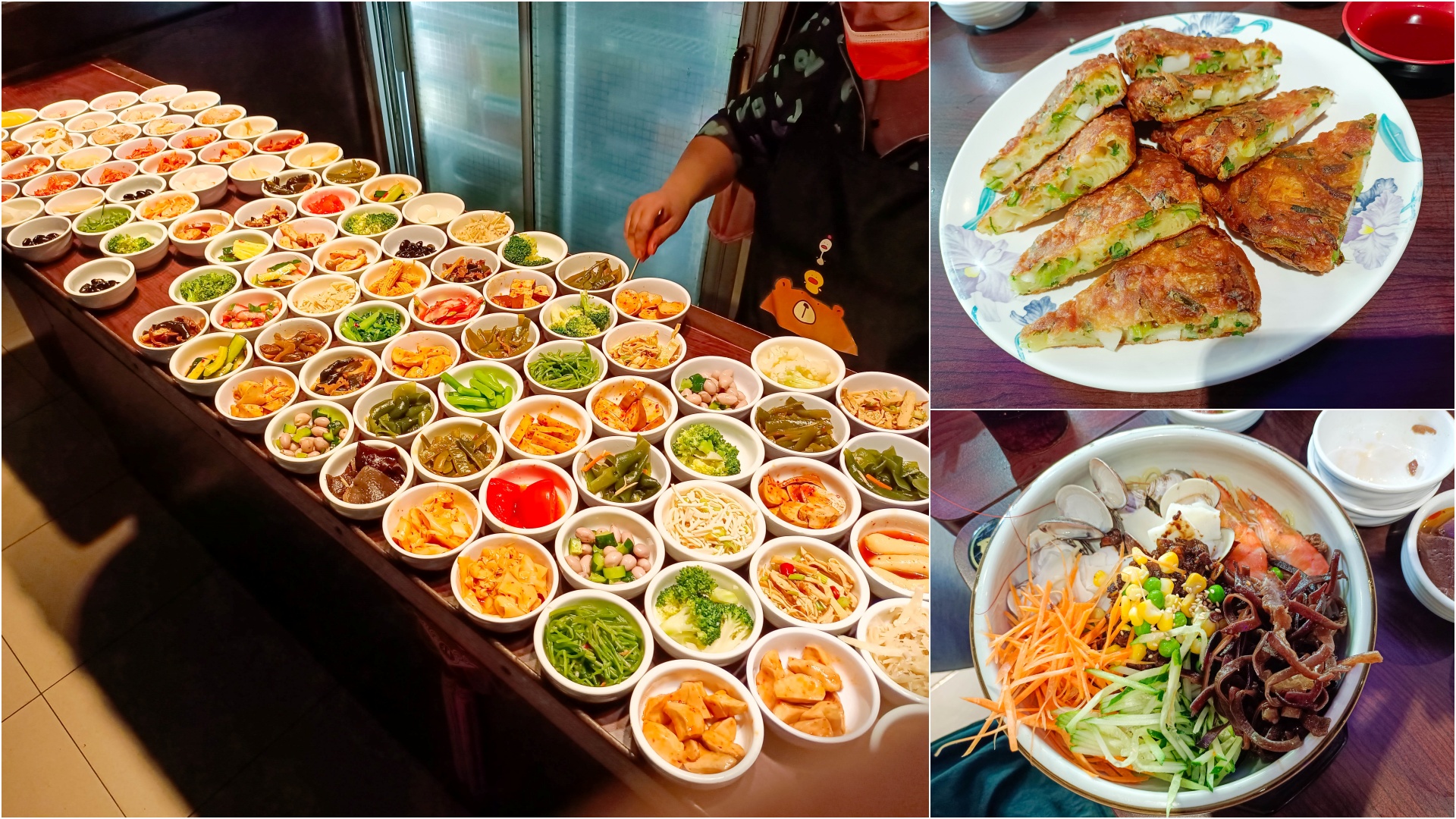 (新莊韓式料理)韓味軒韓國料理店內數十樣小菜通通讓你吃到飽、飲料無限暢飲，主餐吃不下可以直接打包回家，鄰近新莊運動公園、美秀傳統市場旁
